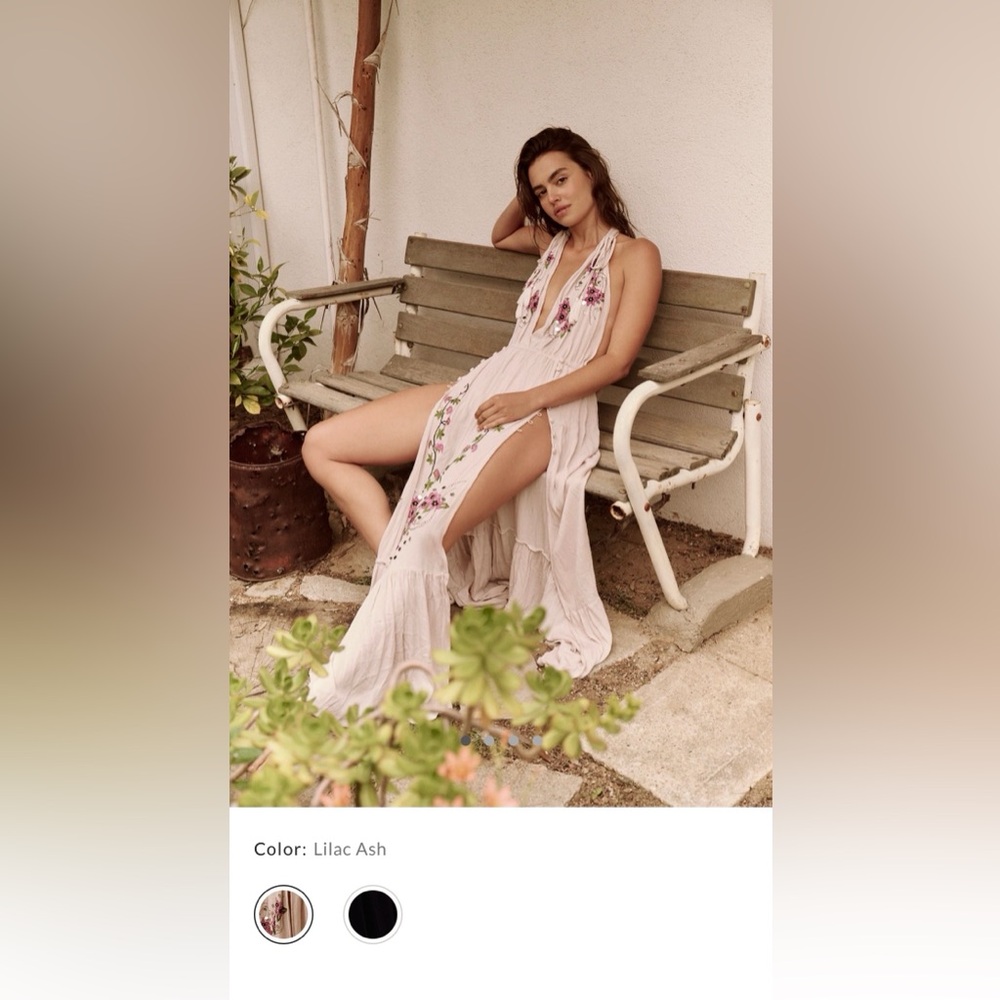 Free People Bali Beach Fest Floral Embroidered Cream Jumpsuit